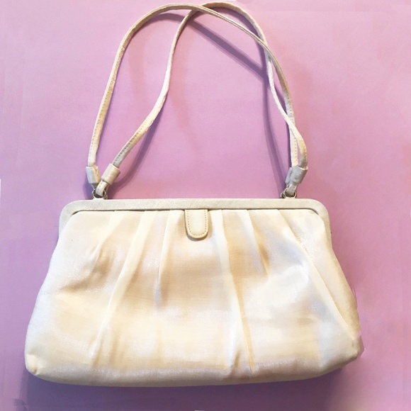 None Handbags - VINTAGE WHITE SATIN EVENING BAG